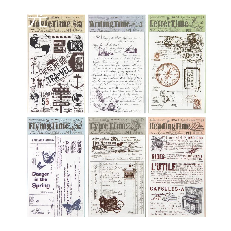 

24sets/lot Memo Pads Material Paper Manuscript imprint Junk Journal Scrapbooking Paper Retro Background Decoration Paper