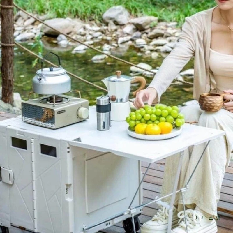 Camping cart folding outdoor stall trolley picnic cart camp trailer