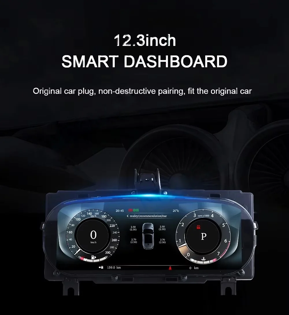 12.3 بوصة مجموعة أدوات رقمية لاند روفر ديسكفري سبورت 2015-2019 Carplay لوحة القيادة قمرة القيادة الافتراضية LCD عداد السرعة