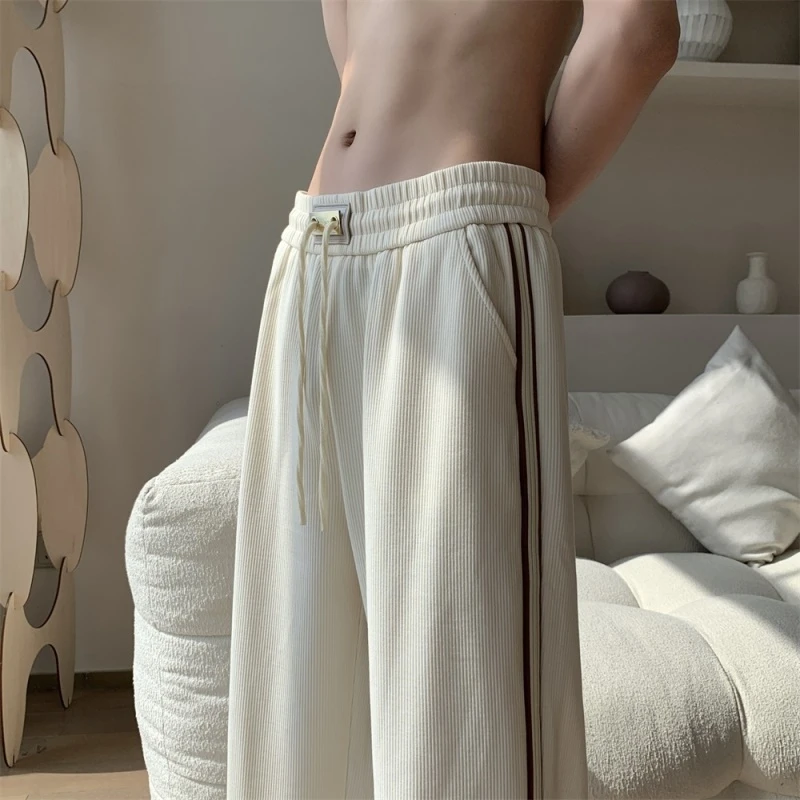 

High-End Men's Corduroy Wide Leg Pants Spring Autumn Loose Fit Straight Casual Spor Trousers Faionable American Leisure