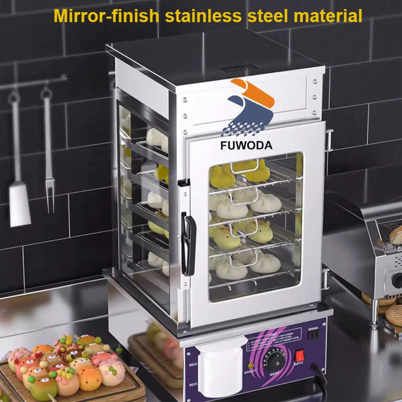 Electric 1200W Package Cabinet Steam Bun Machine Glass Display Cabinet Steamer Furnace Machine