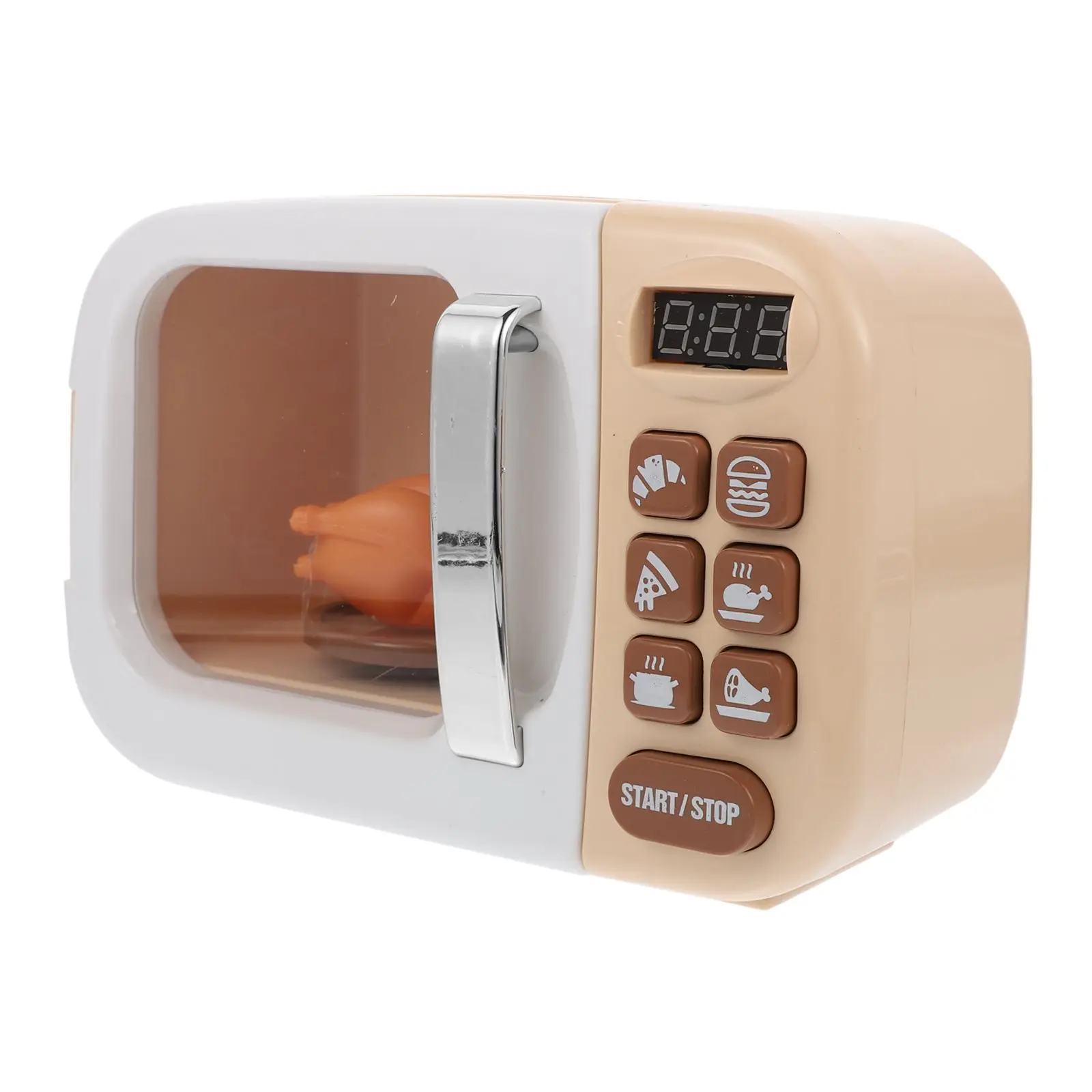 

Microwave Oven Toy Ornaments Pretend Play Kitchen Accessories Miniature Child Khaki Gifts Lightweight Small Size Sound Effects