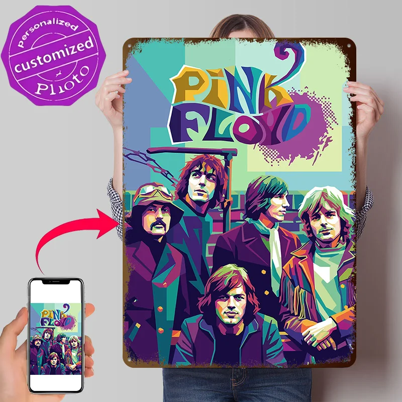 Pink Floyd Band Pop Art 3D Texture Printed Poster Custom Vintage Metal Tin Plate Sign for Wall Art Home Decorations Living Room