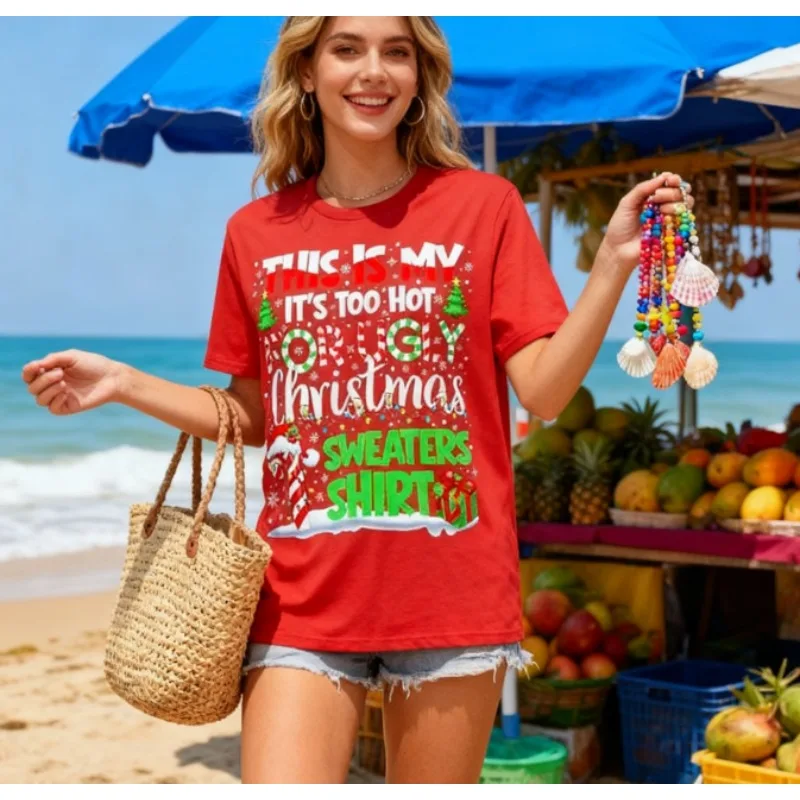 

Забавный мой слишком горячий для уродливого рождественского свитера, рождественская мужская и женская футболка