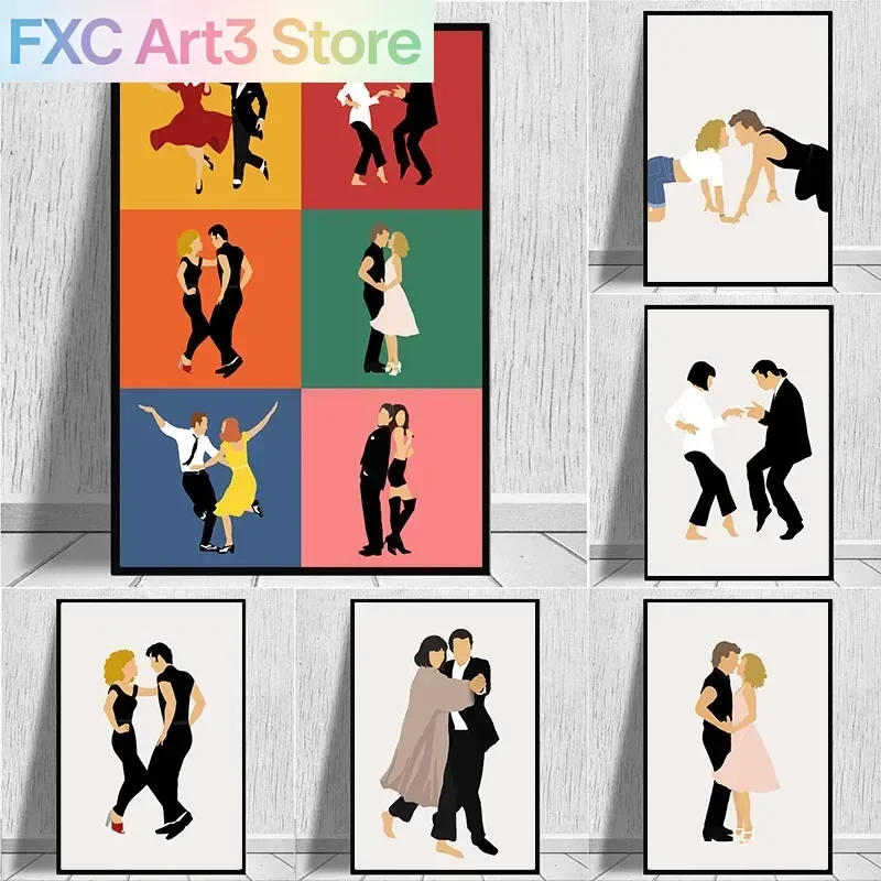 Frameless,La La Land Dancing Grease Movie Posters Prints Wall Pictures Funny Pulp Fiction Abstract Minimalist Art Canvas Paintin