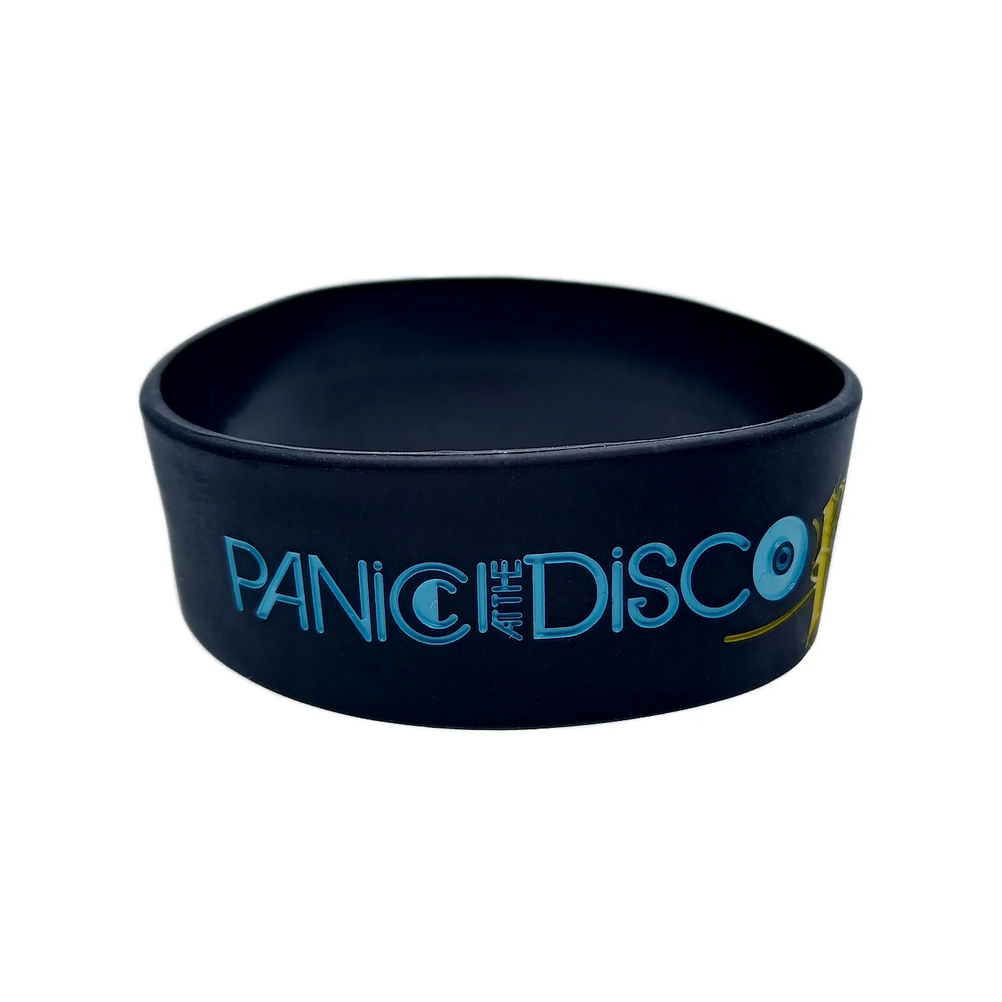 25 Pcs One Inch Wide Black Bangle Panic at the Disco Silicone Wristband Suitable for Daily and Concerts Wear
