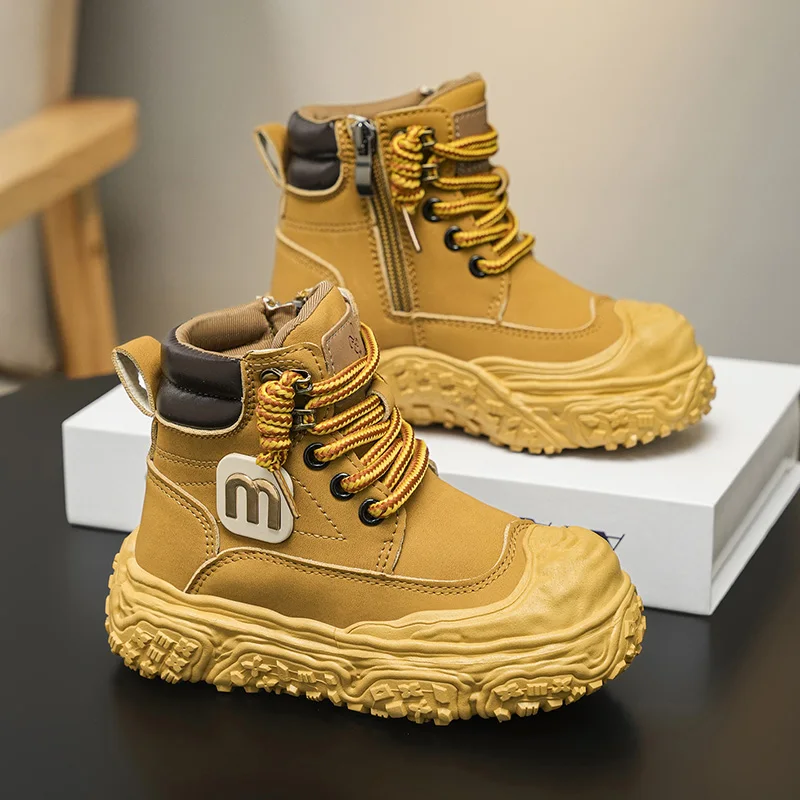 

Детские короткие ботинки для мальчиков, осенне-зимние кожаные ботинки, модные ботинки для малышей, зимние ботинки для девочек, снегоступы A090