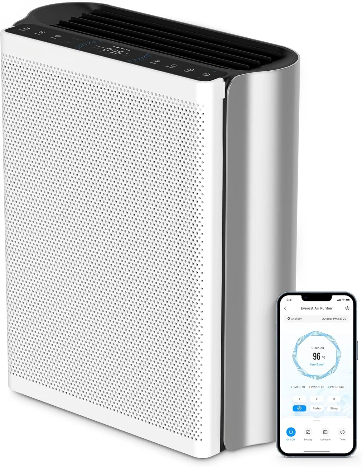 Air Purifiers for Home Large Room with Washable Filter,3-Channel Air Quality Monitor, Smart WiFi and Filter forPet,Allergy,Smoke