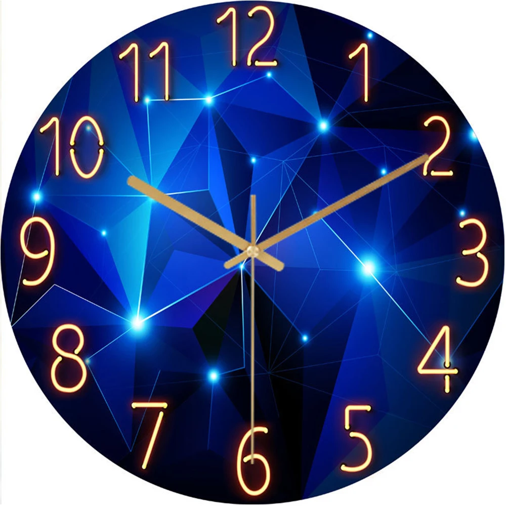 Hot selling high-end color printed home and office decoration wall clock made of quartz tempered glass