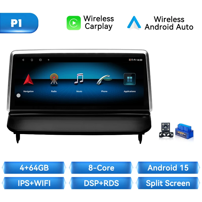 XONRICH Android 15 Auto Head Unit Voor Volvo S40 2006-2012 8 GB + 128 GB Draadloze CarPlay DSP GPS 4G Wifi HD Touchscreen Plug & Play