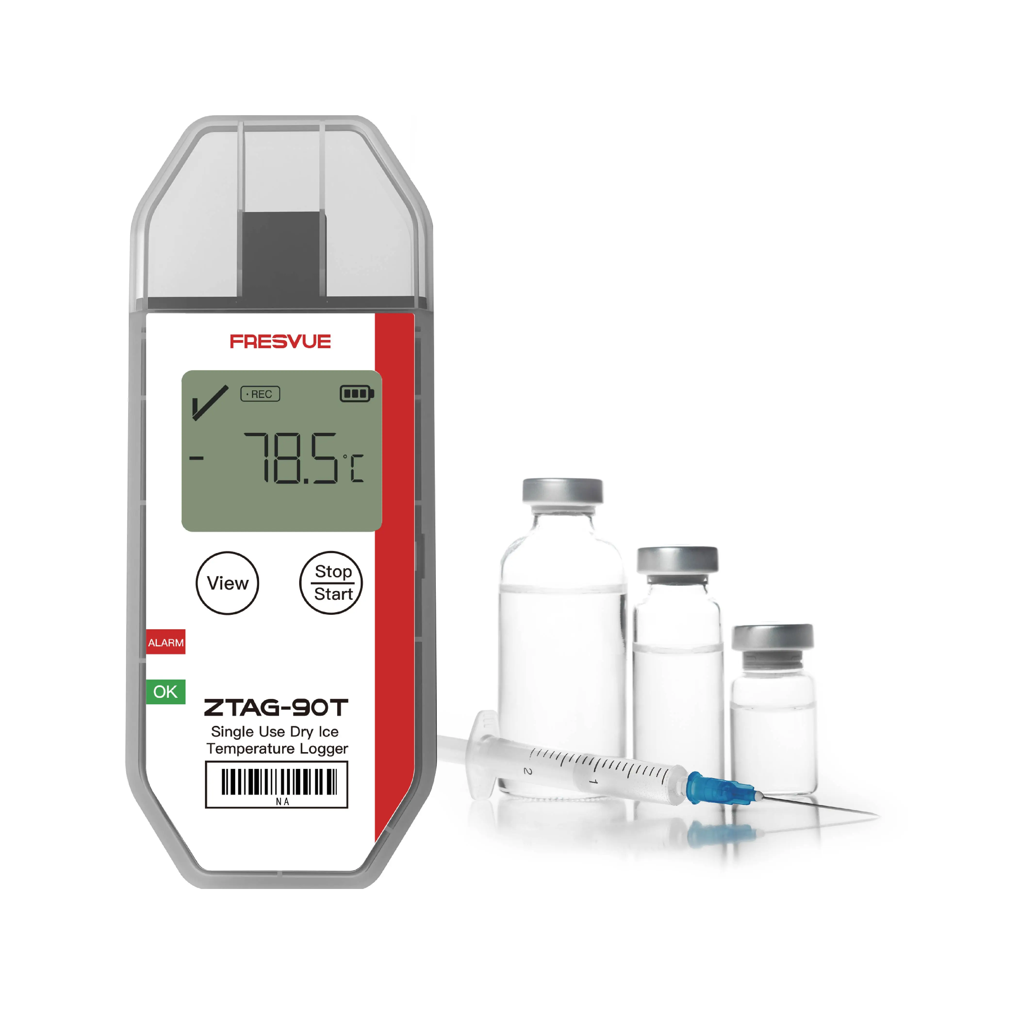Custom Single Use Dry Ice Temperature Monitor -90°C to 70°C IP65 Protection Air Transport Safe