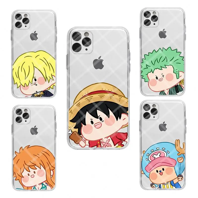 anime mobile phone case kawaii One Piece girl decorate Transparent protective case Cartoon Portable Surrounding Gift wholesale