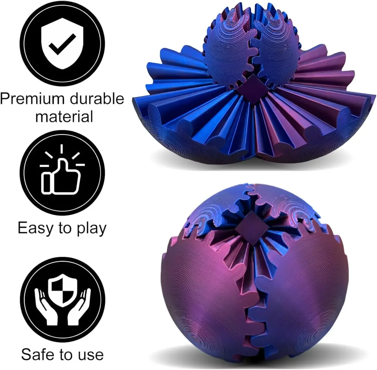 Gear Ball 3D Printed Gear Ball Spin Ball Cube Fidget Toy Gear Sphere Gear Ball Stress Ball GearSphere Desk Toy Fidget Ball