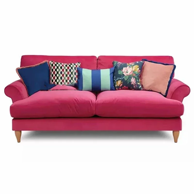 Modern Living Room Sofas Beautiful Personality Retro Girl Pink Rose Sofa Straight French Homestay Divani Da Soggiorno Furniture