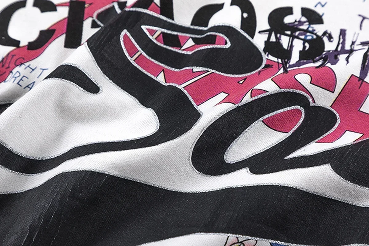 Yao Fashion Saint Of Michael Graffiti Jointly Signed Short Sleeve Summer Vintage Casual HipHop Y2k Loose Men Clothing Tee