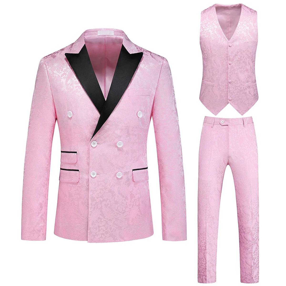 

Floral Pattern Men Wedding Tuxedos Slim Fit Double Breasted Mens Party Birthday Formal Wear 3 Pieces Pants Suits