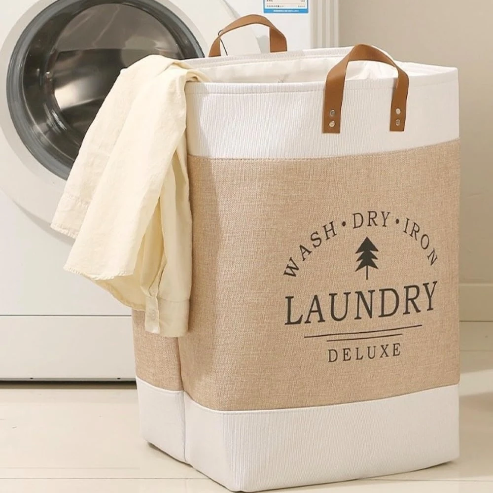 سلة غسيل قابلة للطي من القماش ذات سعة كبيرة قطعة واحدة - تخزين الملابس القذرة المنزلية البسيطة، تناسب الخزانة/الشرفة، خفيفة الوزن