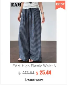 EAM Black Pleated Irregular High Elastic Waist Wide Leg Pants New Loose Trousers Women Fashion Tide Autumn 2026 30A2833