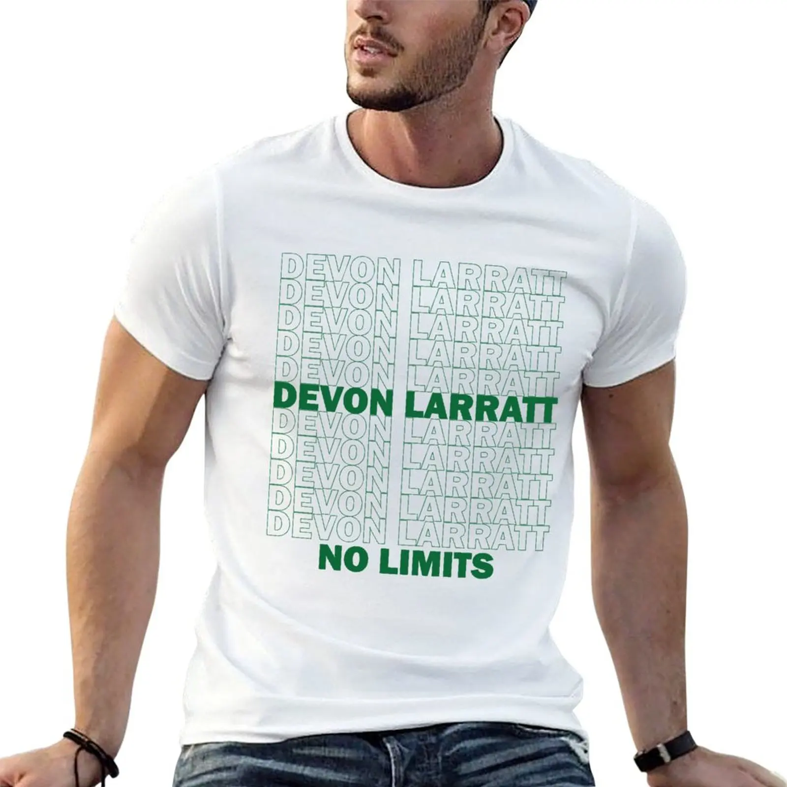 Devon Larratt No Limits Text Logo T-shirt Blouse summer top Men's cotton t-shirt