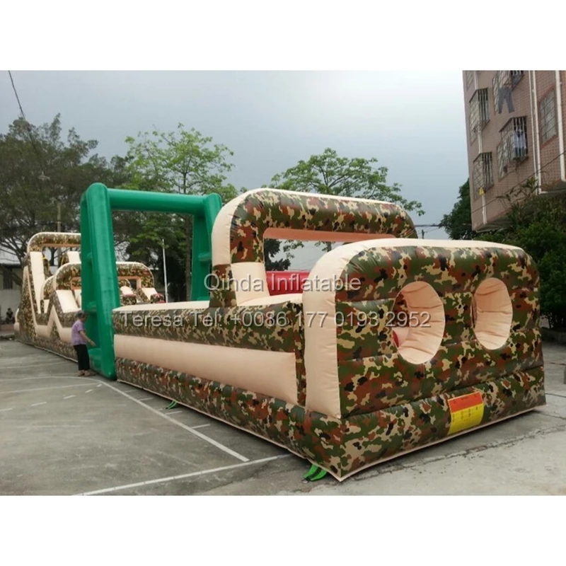 หลักสูตรอุปสรรคทําให้พองยาว 26 เมตรเชิงพาณิชย์ Bouncy Jumping House สนามเด็กเล่นทําให้พองสําหรับผู้ใหญ่และเด็ก