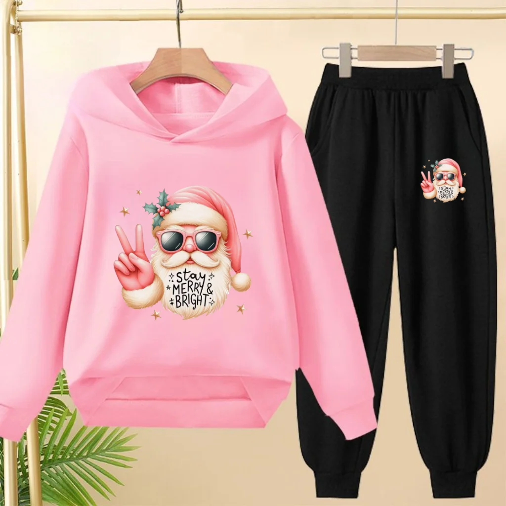 

Children Hoodie Sweatshirt 3-12Yrs Casual Top+Pants Sports Classic Set New Year Gift Santa Claus Clothes Girls Boy Coat Pullover