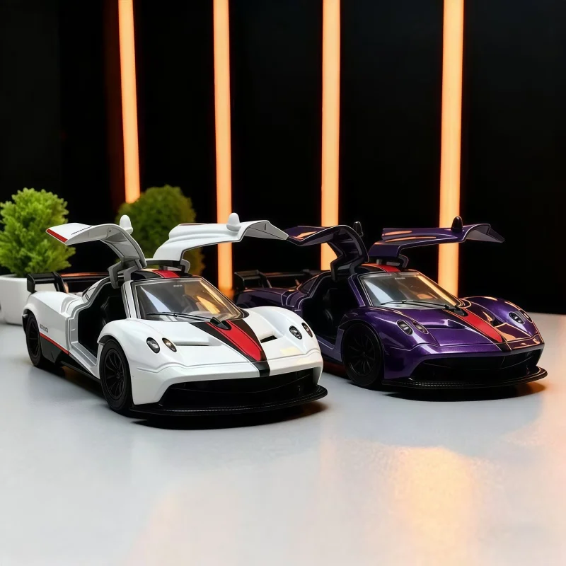 1:36 Scale Alloy Die-Cast Supercar Model Toy, Pull-Back Motion Vehicle with Hinged butterfly Doors, Realistic Racing Car Design,