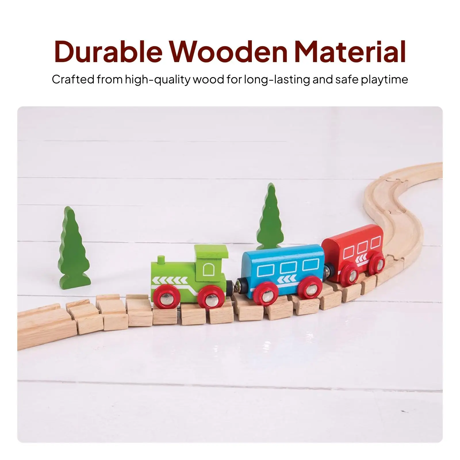 Wooden Train Tracks Toys for Kids Age 3-5 Years Railway Set Building Kit Montessori Fine Motor Skills Educational Learning