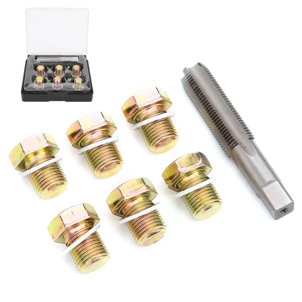 13PCS M13 x 1.25 Oil Drain Plug Tap Anti-Rust Storage Case Included Oil Pan Rethread Tool Universal Sealing Washers Included