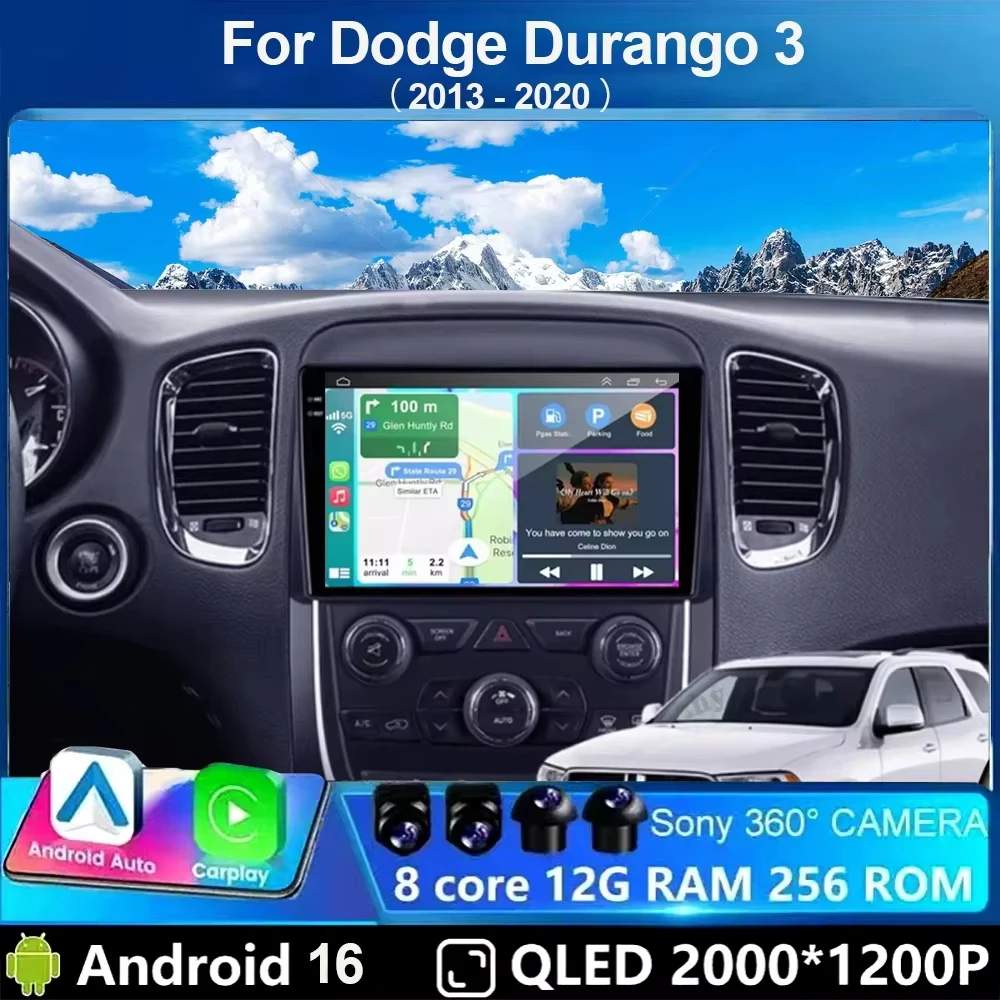 Car Radio Multimedia Video Player For Dodge Durango 3 WD 2013 - 2020 Navigation GPS Android 16 No 2DIN 2 DIN DVD 4G CarPlay
