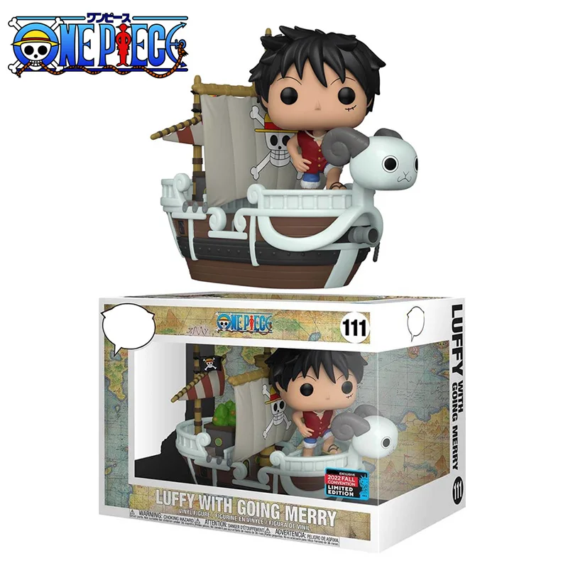 New One Piece #111 Luffy with Going Merry Anime Figure Roronoa Zoro Collection Decoration Model Toys for Children Birthday Gifts