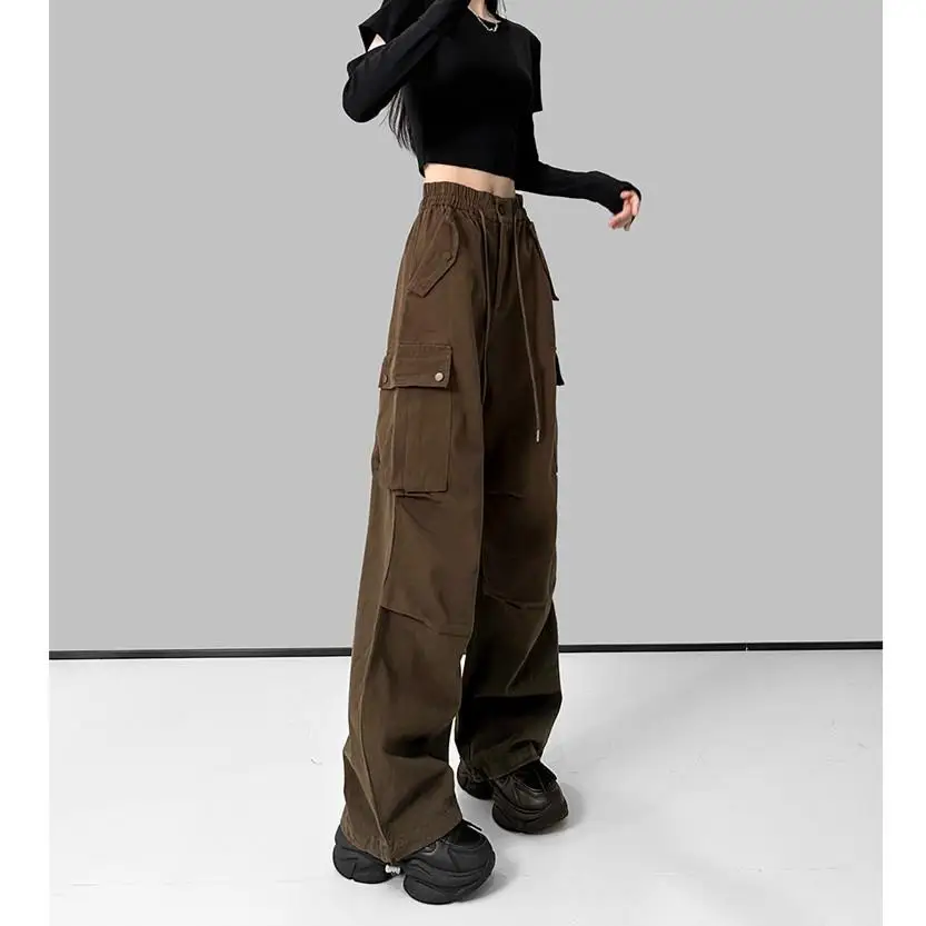 

Женские брюки-карго с высокой талией, повседневные спортивные длинные брюки из 100% хлопка, удобные, модные