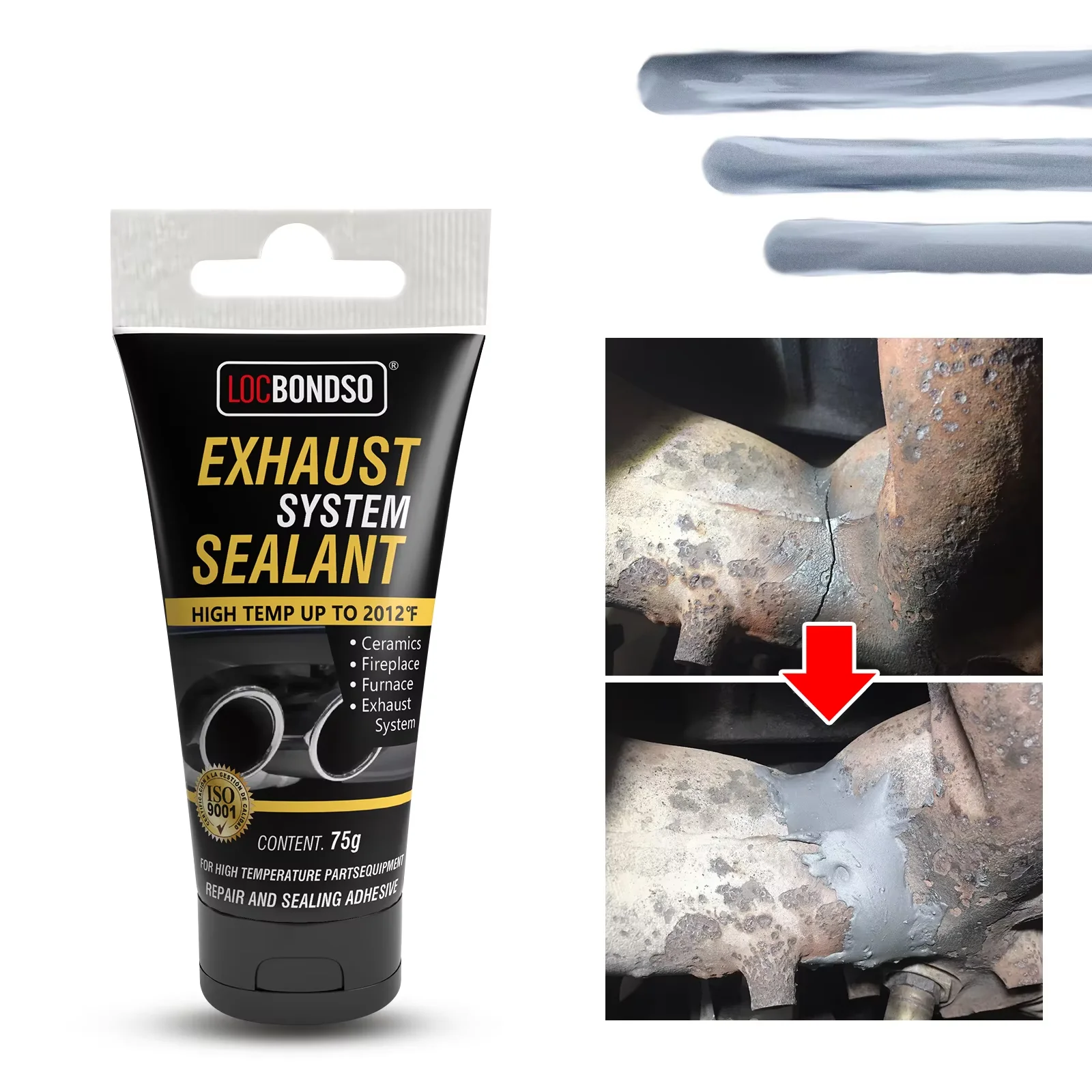High Temp Exhaust Muffler Tailpipe Sealer Paste | Heat Resistant Sealant for Car Repair | Leak Stop Glue for Auto Exhaust System