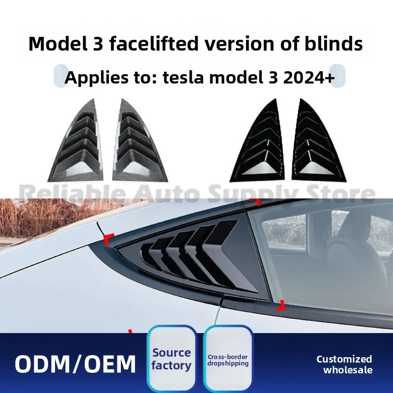 For Tesla Model 3 Facelift 2024+ Triangular Louver Window Vinyl Sticker Premium Quality Car Decor Upgrade Stylish Design
