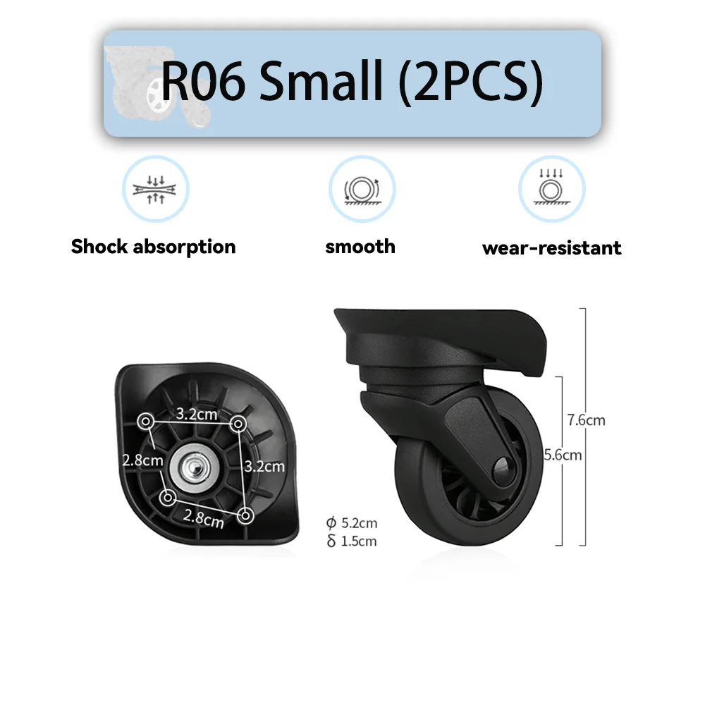 For Samsonite R06 Universal Wheel Replacement Suitcase Rotating Smooth Silent Shock Absorbing Wheel Accessories Wheels Casters