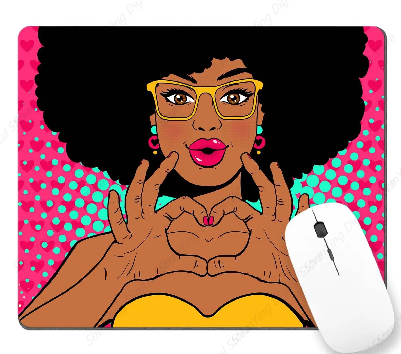 Sexy young African American female non slip rubber mouse pad suitable for gaming office laptops PCs men and women 25*30cm