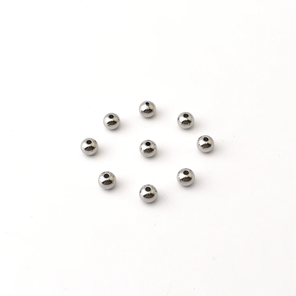 10-100Pcs/Lot 3-8mm Stainless Steel Loose Beads Diy Handicraft Accessories Findings Metal Spacer Beads For Jewelry Making