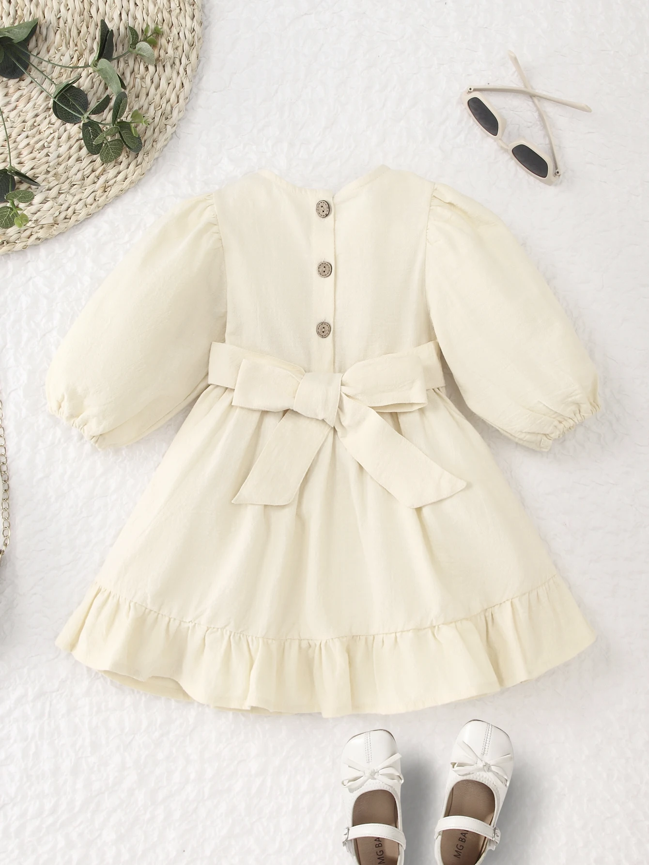 Spring Toddler Girls Dress Cotton Solid Full Sleeve Children Dress Ruffles Kids Dresses for Girls Fashion Girls Clothing