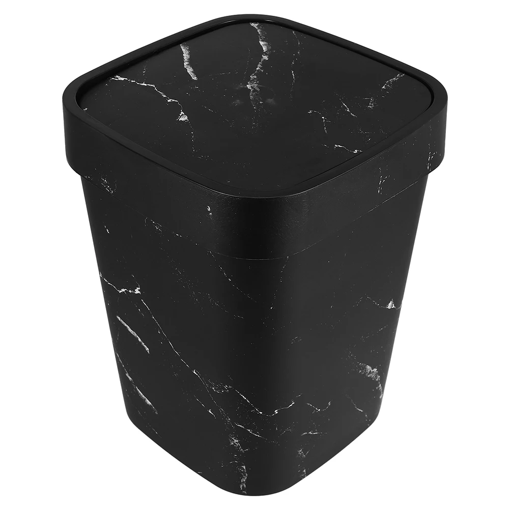 

1pcs Marble Pattern Swing Lid Trash Can 12L Plastic Waste Basket For Kitchen Bathroom Office Bedroom Home Garbage Container