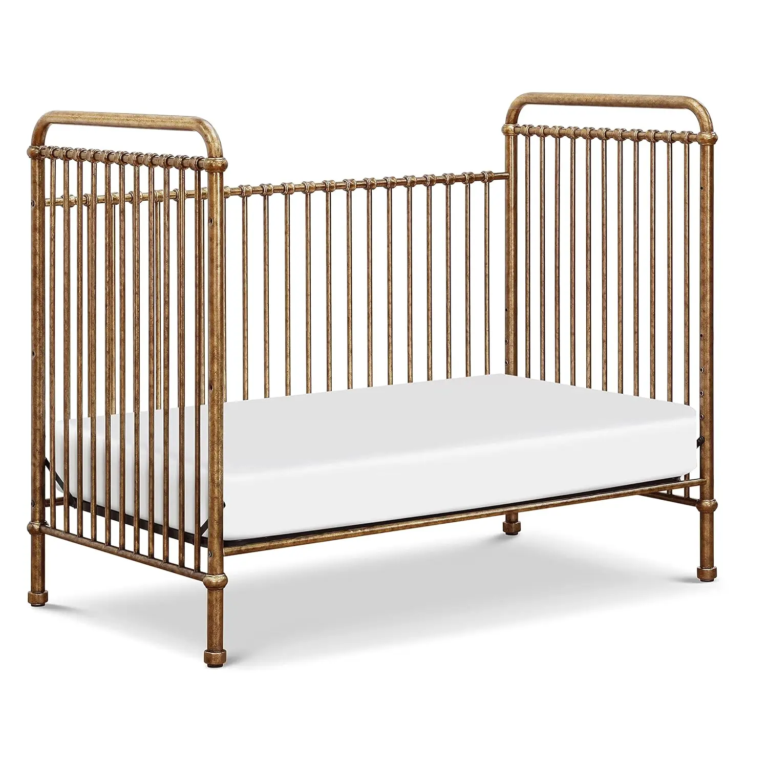 NAMESAKE Abigail 3-in-1 Convertible Metal Crib in Vintage Gold, Greenguard Gold Certified