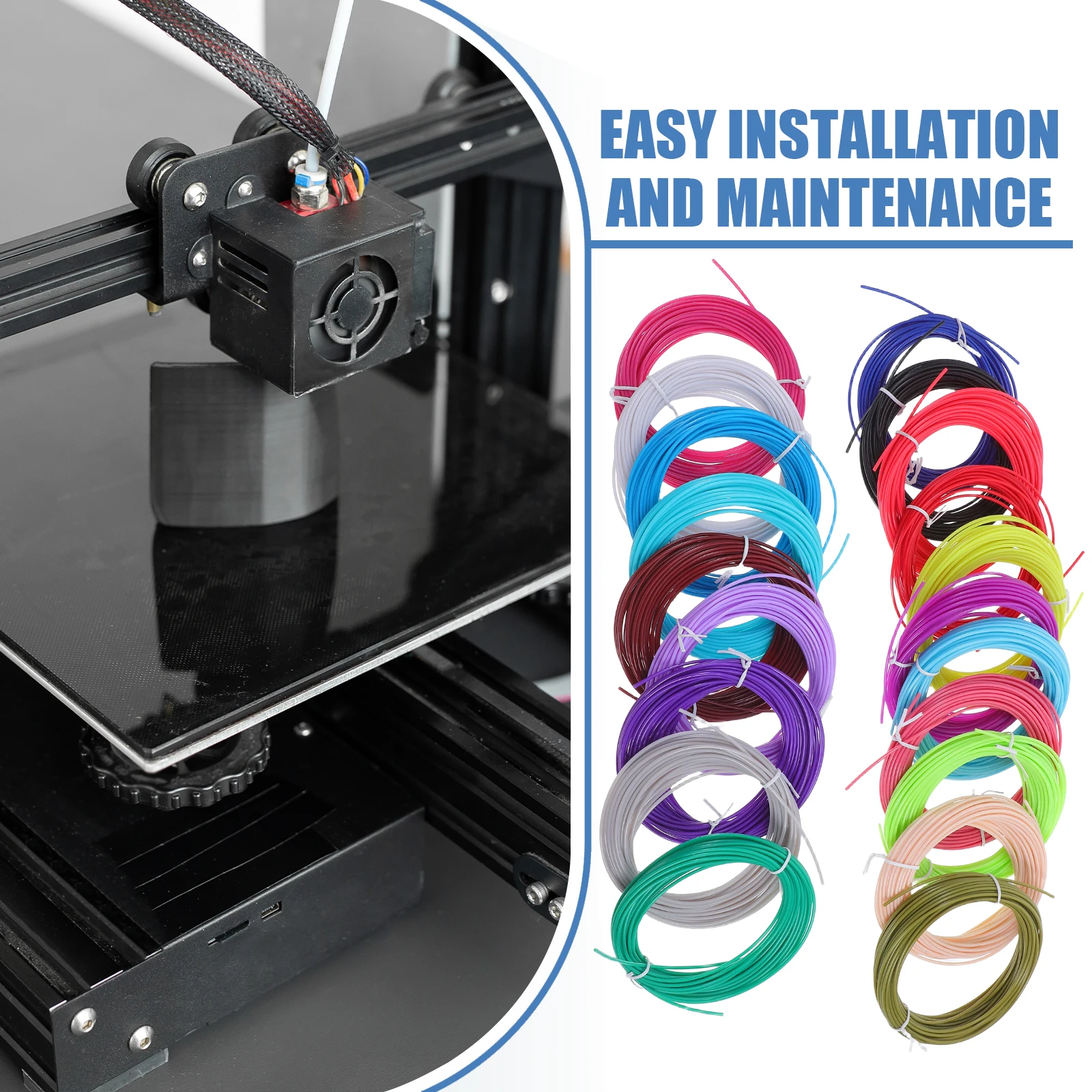 

20pcs 1.75Mm 3D Printer Filament High Temperature Resistance Stable Melting Point Large Spool Multicolor Plastic Printing Pen