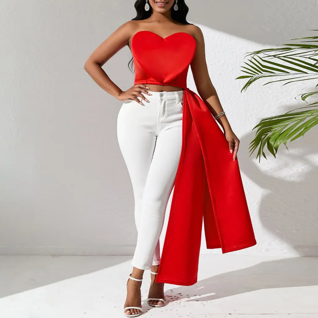 

Women's Strapless Irregular Top European And American Fashion Chest Wrap Sexy Design D394 Fashion for Women