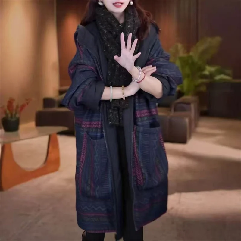 Autumn Winter Retro Fashion Warm Coat Women Cotton Jacket 2026 New Design Mid Length Double-sided Cotton Windbreaker Outerwear