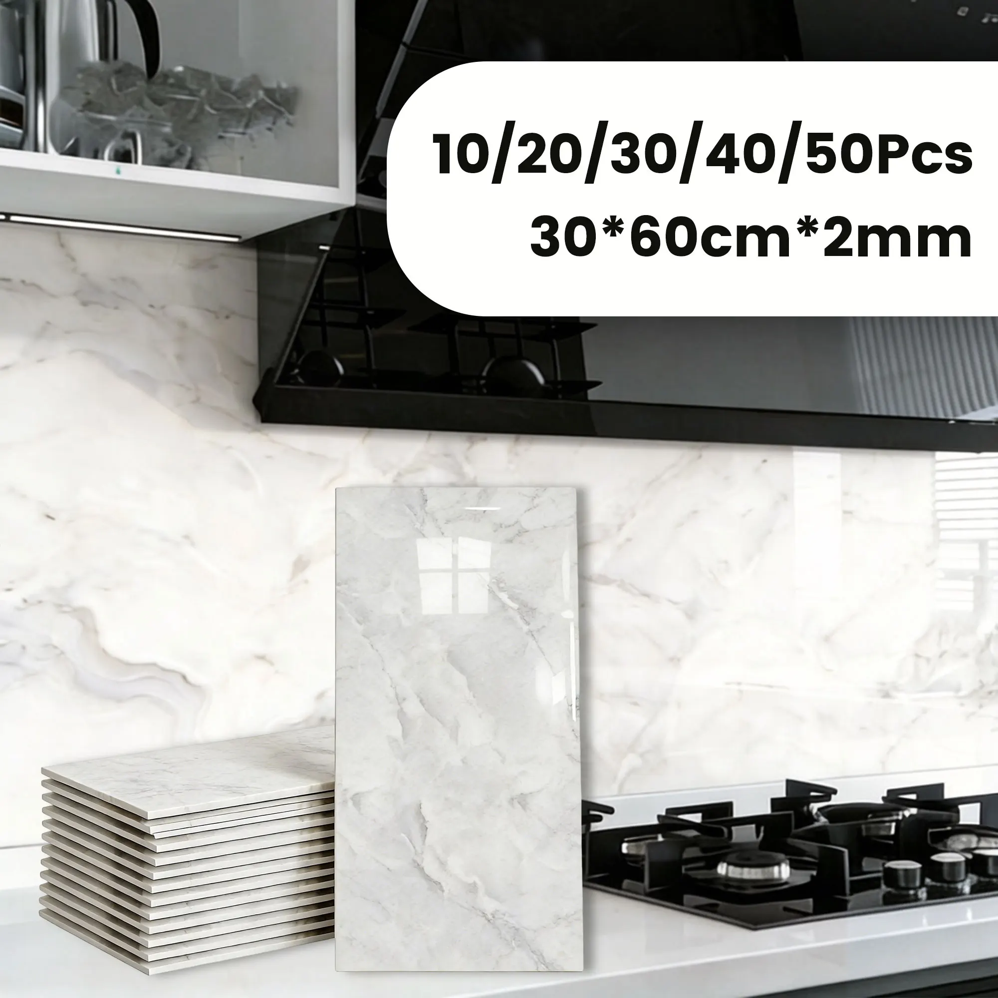 

Thickened IXPE Marble Wall Sticker Waterproof Imitation Ceramic Peel and Stick Wall Decal for Bathroom Kitchen Home Decor