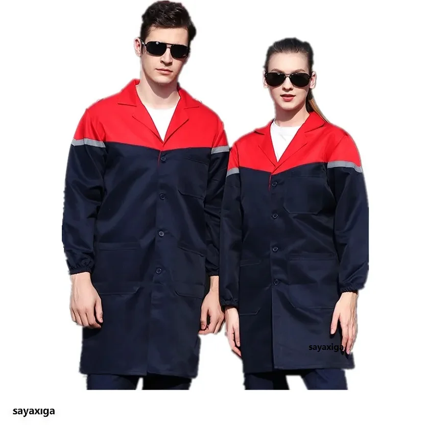 

Work Clothing Men Women Dust Proof Warehouse Worker Long Trench Lab Coat Durable Uniform Safety Workshop Porter Mechanic Overall