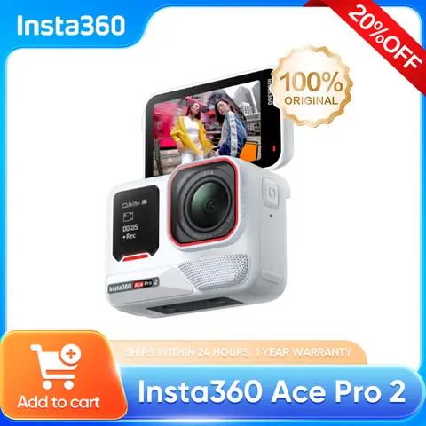 Insta360 Ace Pro 2 White - 8K Waterproof Action Camera Co-Engineered with Leica,  Leading Low Light,  Flip Screen & AI Editing