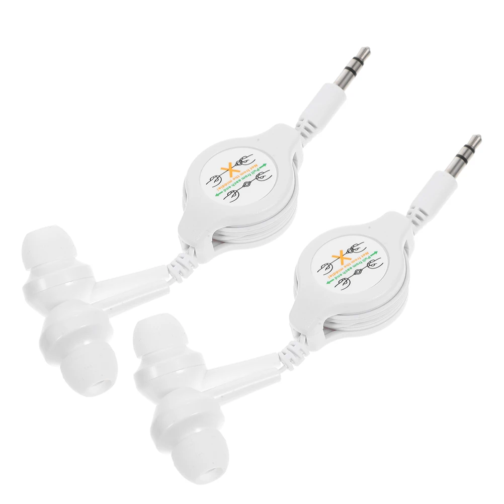 

2Pcs Dual Retractable in-Ear Headphones Noise Isolating Earbuds Clear Sound Portable Comfortable Wired Earphones for Sports