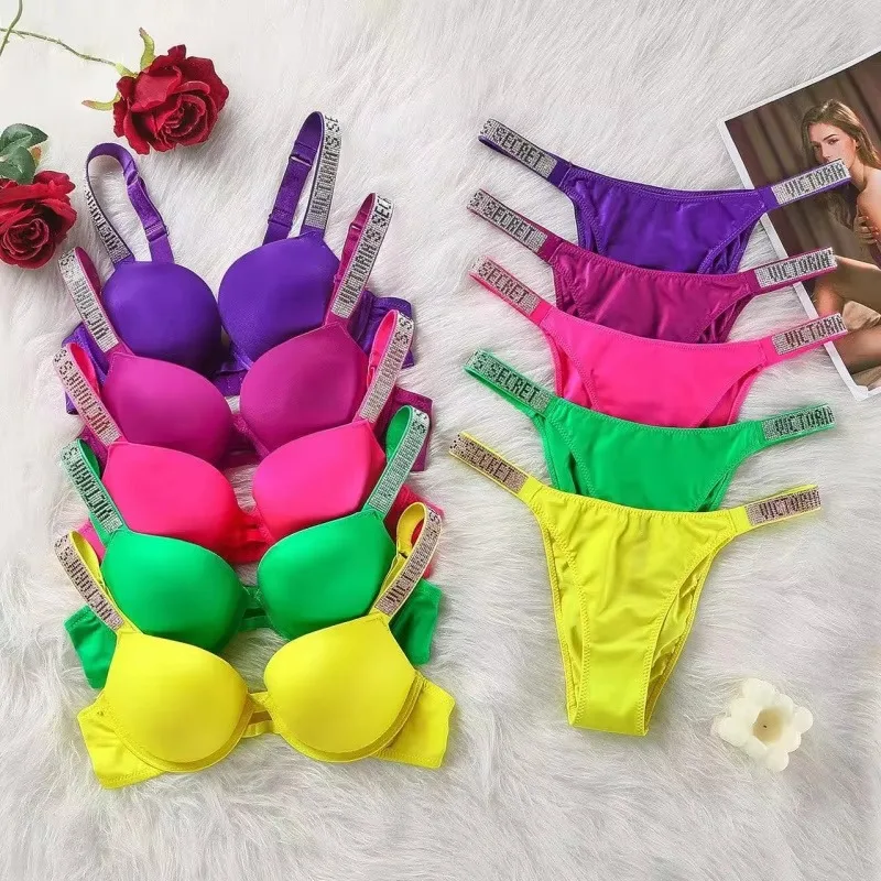 

Комплект нижнего белья Victoria's Secret: новый классический бюстгальтер и трусики с кружевной отделкой, поддерживающие, регулируемые, сексуальные, для женщин