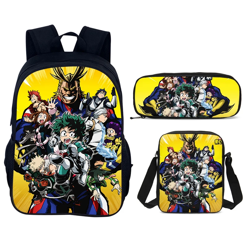 حقيبة ظهر مدرسية للأطفال من M-My Hero Academia مع حقائب كتف وحقائب أقلام رصاص M-My Hero Academia حقائب مدرسية للأولاد والبنات أفضل هدية