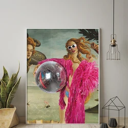 Disco Venus Botticelli's Venus Poster Altered Art Colorful Minimalist Wall Art Eclectic Fun Print Modern Living Room Home Decor