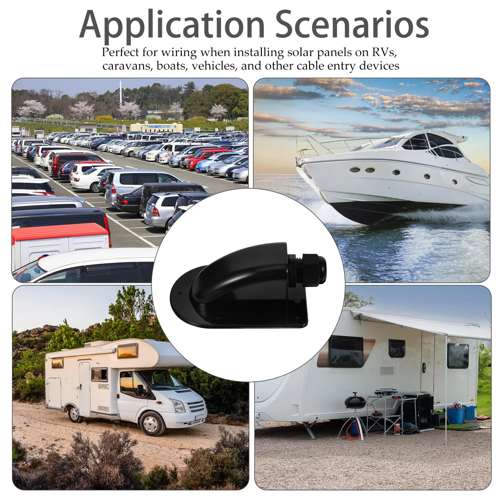 

Solar Cable Entry Box Waterproof Uv Resistant For Rv Boat Garage Shed Roof Wire Connector Single Hole Pass Through